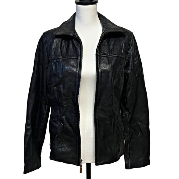 Avanti Vintage Motorcycle Genuine Leather Jacket Full Zip Collared Biker Coat - Picture 9 of 11